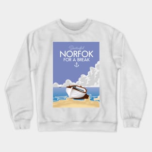 Beautiful Norfolk seaside travel poster. Crewneck Sweatshirt